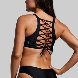 Born Primitive Black Two Piece Strappy Lace Up Cutout Bikini Swimsuit Size M XL
